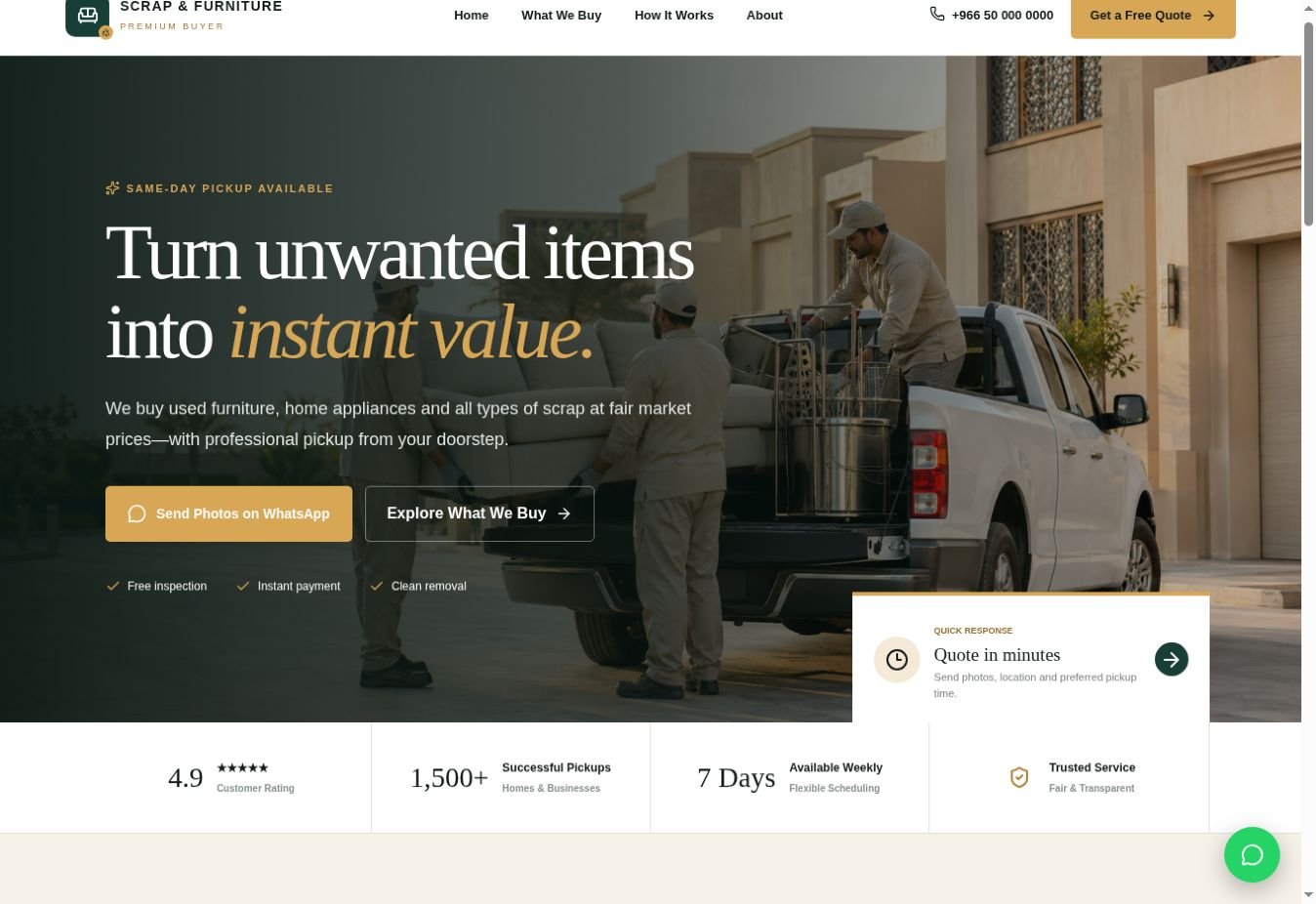 Premium Scrap & Used Furniture Buyer WordPress Website