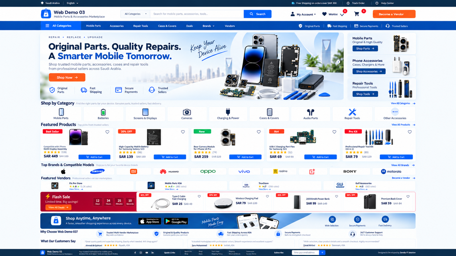 Web Demo 03 – Mobile Parts Multi-Vendor WooCommerce Marketplace Theme